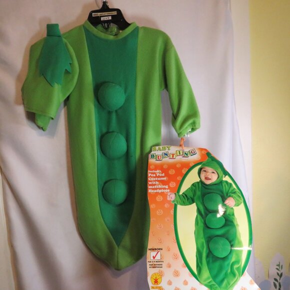 Baby Pea in a Pod w Hat Bodysuit Halloween Costume Vegetable plush - Picture 1 of 10